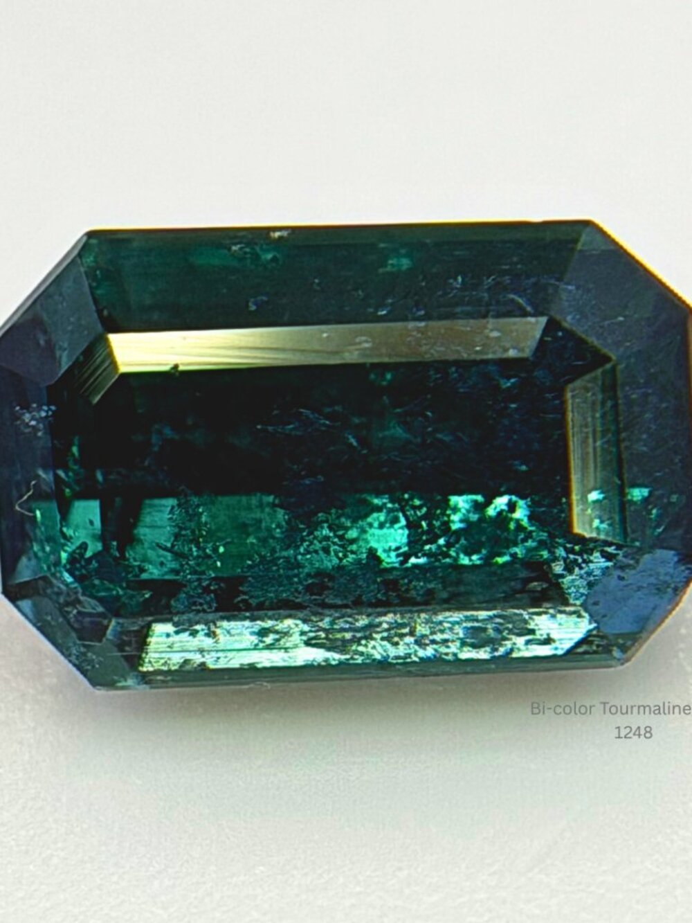 Natural 0.95 Ct Bi-Color Elbaite Tourmaline Emerald Cut Loose Gemstone Teal Blue